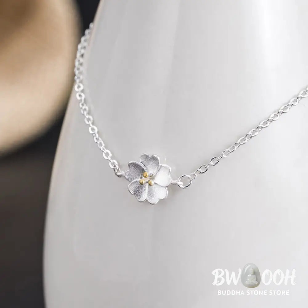 BWOOOH 925 Sterling Silver Cherry Blossom Blessing Chain Bracelet | spiritual healing bracelet