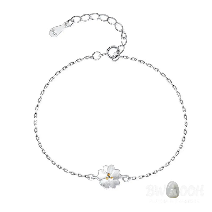 BWOOOH 925 Sterling Silver Cherry Blossom Blessing Chain Bracelet | spiritual healing bracelet