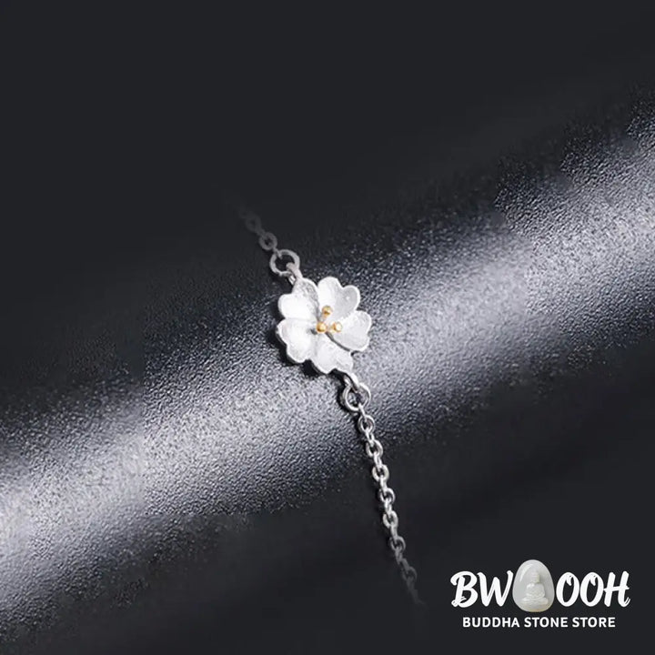 BWOOOH 925 Sterling Silver Cherry Blossom Blessing Chain Bracelet | spiritual healing bracelet