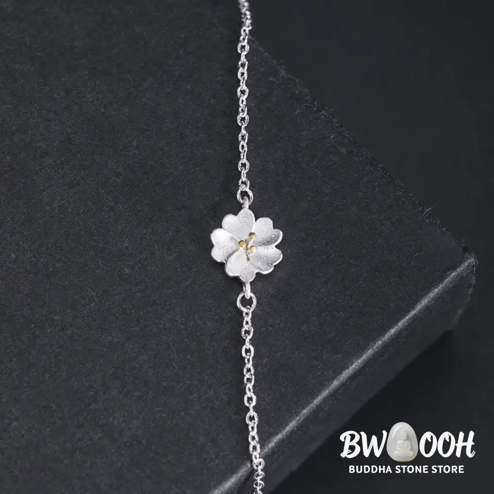 BWOOOH 925 Sterling Silver Cherry Blossom Blessing Chain Bracelet | spiritual healing bracelet