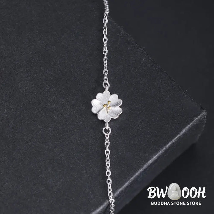 BWOOOH 925 Sterling Silver Cherry Blossom Blessing Chain Bracelet | spiritual healing bracelet