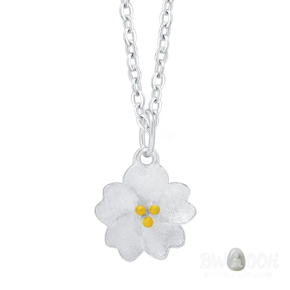 Buddha Stones 925 Sterling Silver Cherry Blossom Flower Blessing Necklace Pendant - BWOOOH - Cherry Blossom - Necklaces