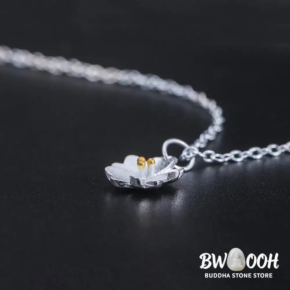 Buddha Stones 925 Sterling Silver Cherry Blossom Flower Blessing Necklace Pendant - BWOOOH - Cherry Blossom - Necklaces