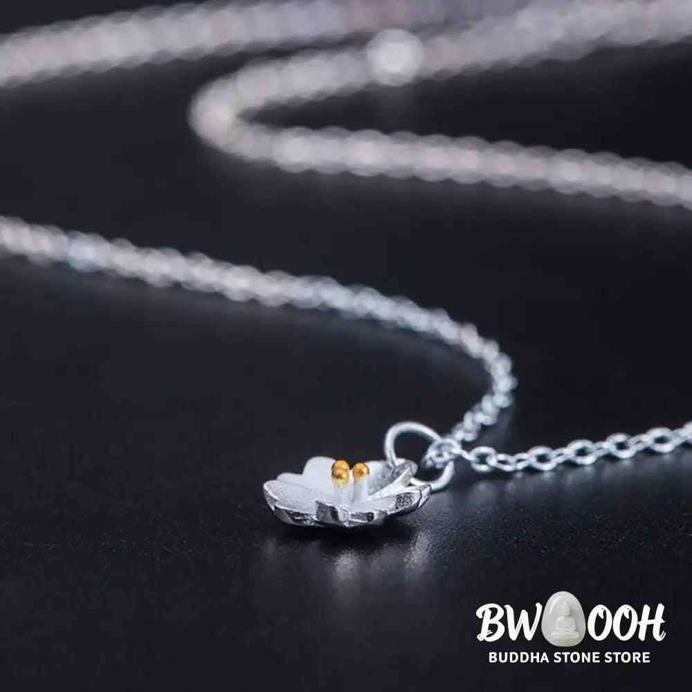 Buddha Stones 925 Sterling Silver Cherry Blossom Flower Blessing Necklace Pendant - BWOOOH - Cherry Blossom - Necklaces