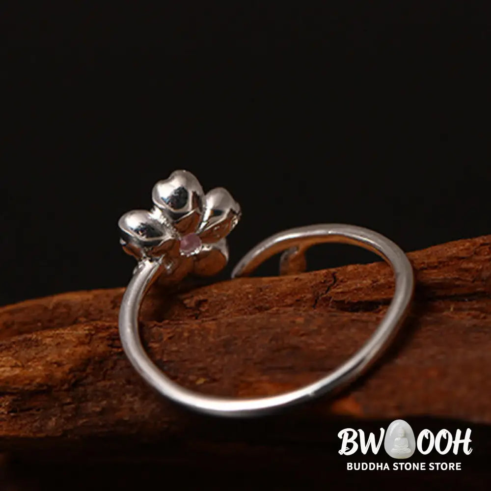 Buddha Stones 925 Sterling Silver Cherry Blossom Sakura Flower Blessing Adjustable Ring - Cherry Blossom