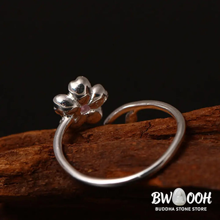 Buddha Stones 925 Sterling Silver Cherry Blossom Sakura Flower Blessing Adjustable Ring - Cherry Blossom
