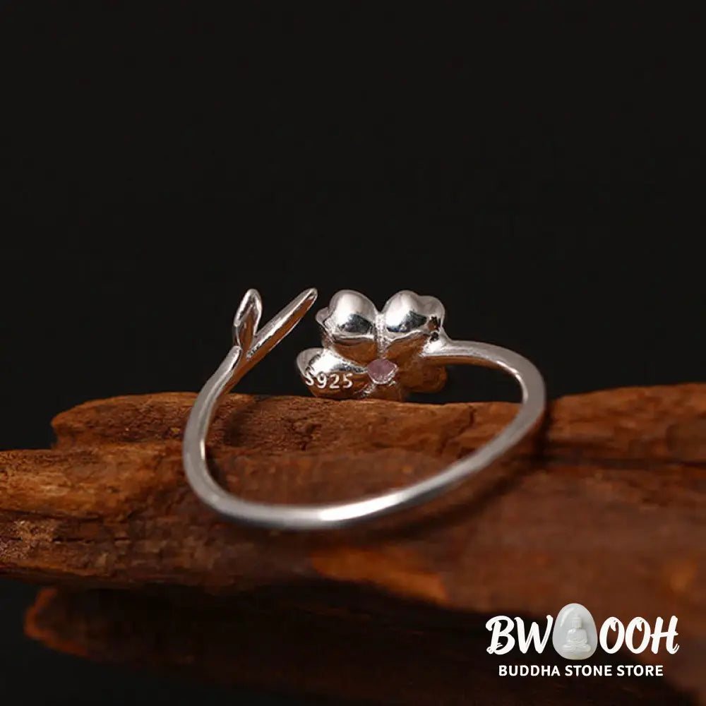 Buddha Stones 925 Sterling Silver Cherry Blossom Sakura Flower Blessing Adjustable Ring - Cherry Blossom