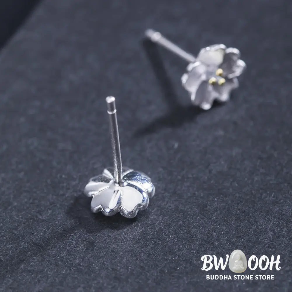 Buddha Stones 925 Sterling Silver Cherry Blossoms Floral Calm Stud Earrings - 925 Sterling Silver Cherry Blossoms