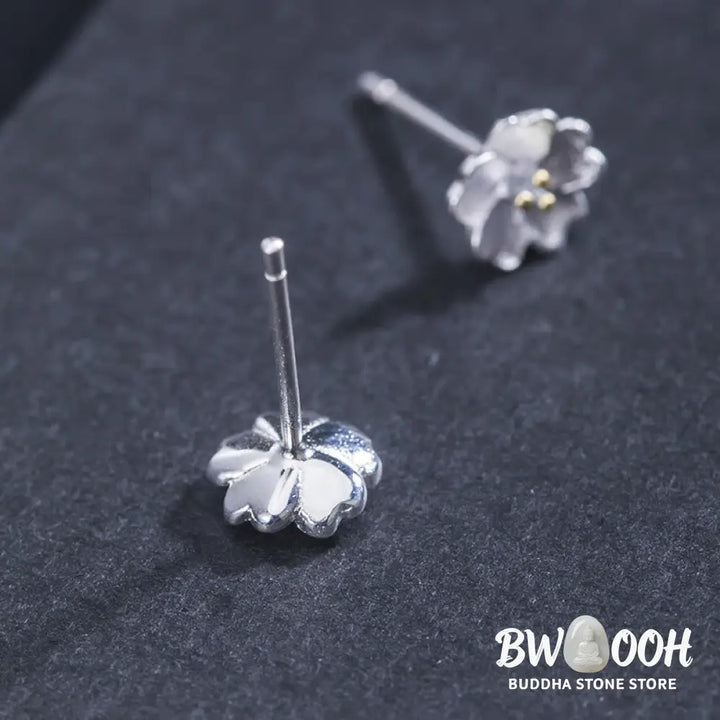 Buddha Stones 925 Sterling Silver Cherry Blossoms Floral Calm Stud Earrings - 925 Sterling Silver Cherry Blossoms