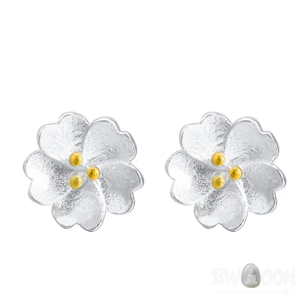Buddha Stones 925 Sterling Silver Cherry Blossoms Floral Calm Stud Earrings - 925 Sterling Silver Cherry Blossoms