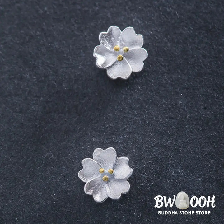 Buddha Stones 925 Sterling Silver Cherry Blossoms Floral Calm Stud Earrings - 925 Sterling Silver Cherry Blossoms