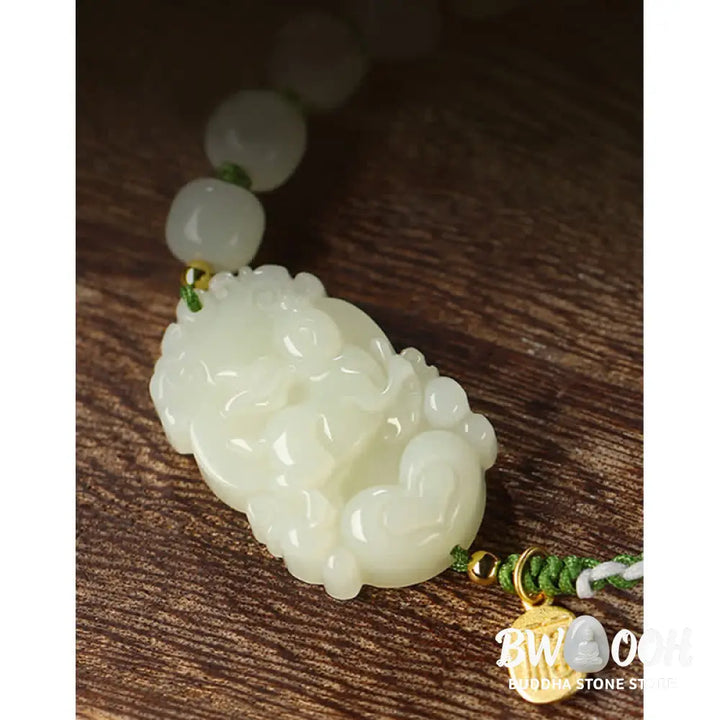 Buddha Stones 925 Sterling Silver Chinese Zodiac Hetian Jade Happiness Luck String Bracelet - BWOOOH - Bracelet