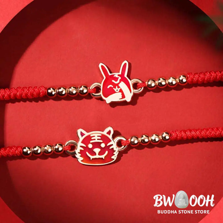 Buddha Stones 925 Sterling Silver Chinese Zodiac Luck Faith Discolor Red String Bracelet - BWOOOH - Bracelet