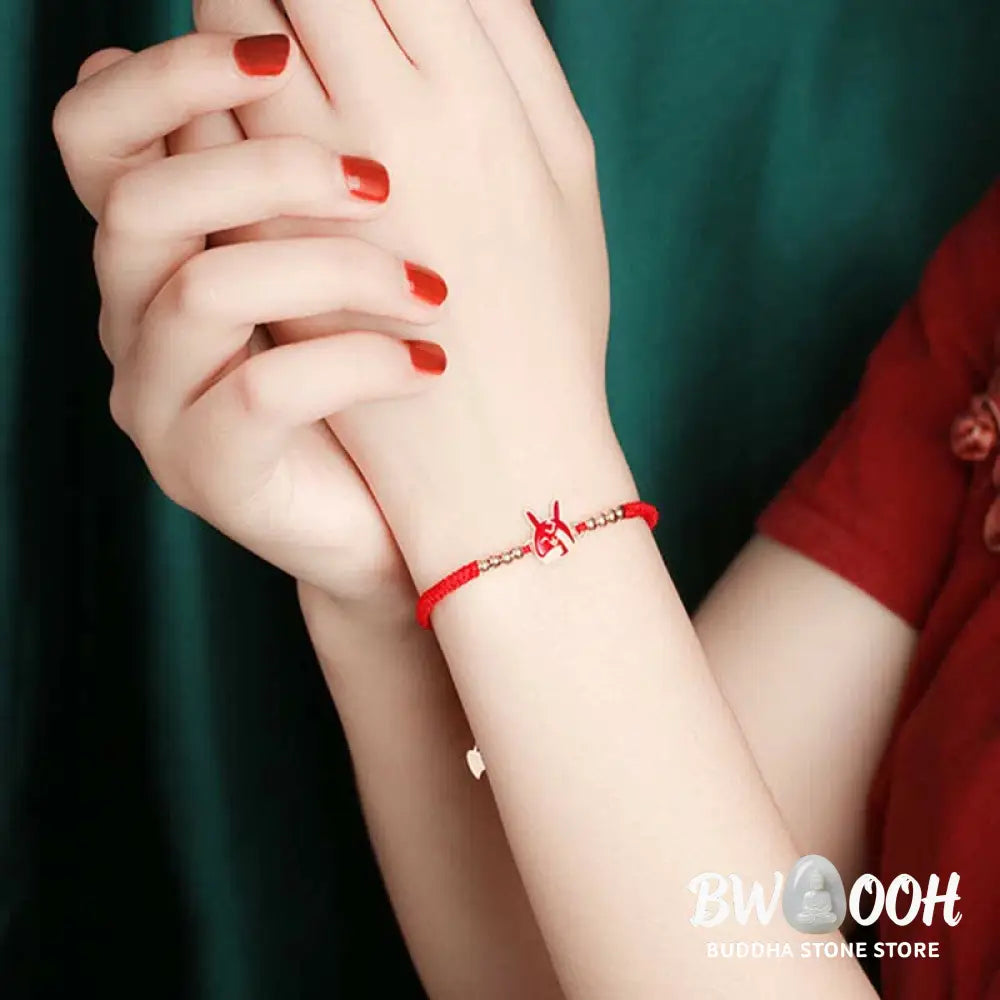 Buddha Stones 925 Sterling Silver Chinese Zodiac Luck Faith Discolor Red String Bracelet - BWOOOH - Bracelet