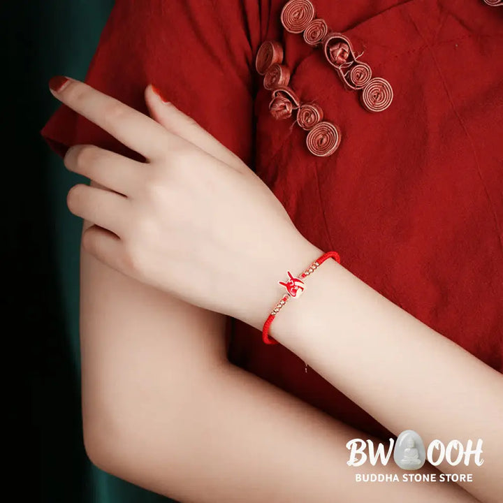Buddha Stones 925 Sterling Silver Chinese Zodiac Luck Faith Discolor Red String Bracelet - BWOOOH - Bracelet