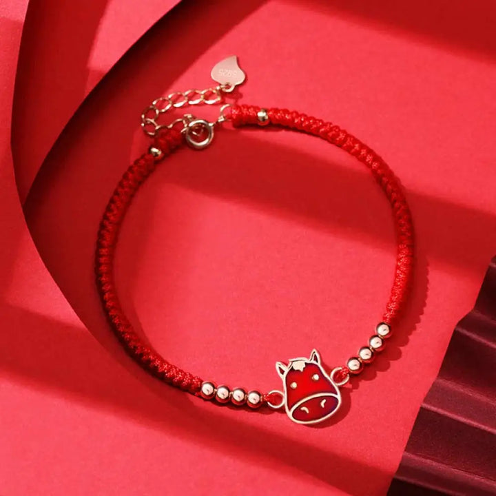 Buddha Stones 925 Sterling Silver Chinese Zodiac Luck Faith Discolor Red String Bracelet - BWOOOH - Horse(Wrist