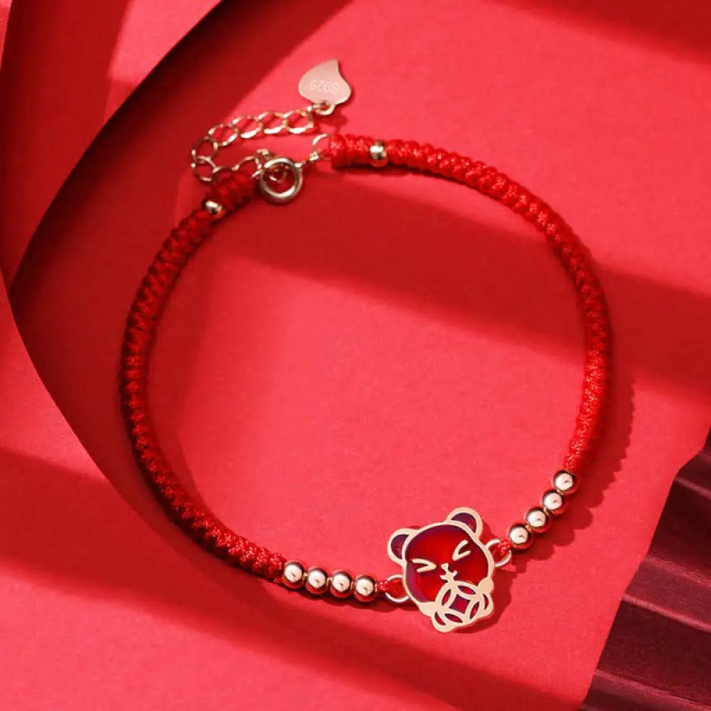 BWOOOH 925 Sterling Silver Chinese Zodiac Luck Faith Discolor Red String Bracelet - BWOOOH - Rat(Wrist
