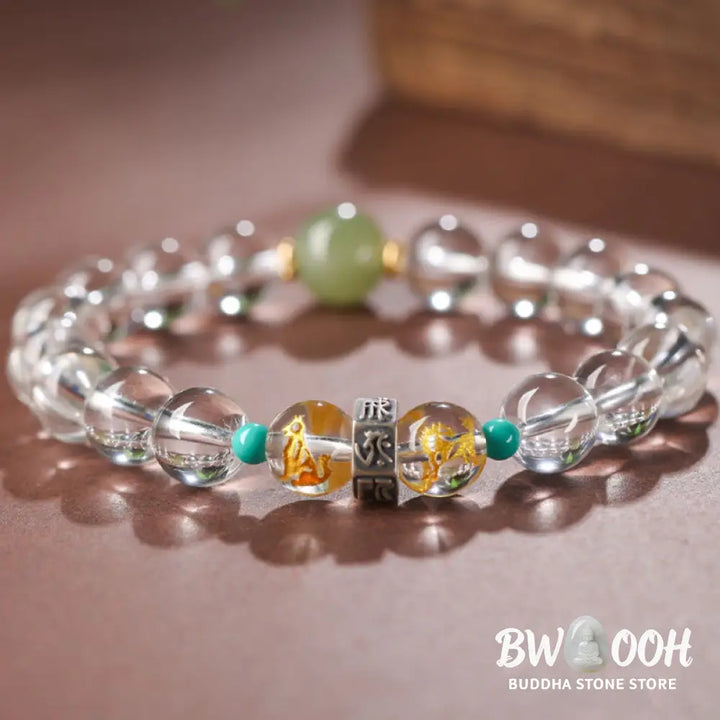 Buddha Stones 925 Sterling Silver Chinese Zodiac Natal Buddha Auspicious Groups White Crystal Hetian Jade Healing