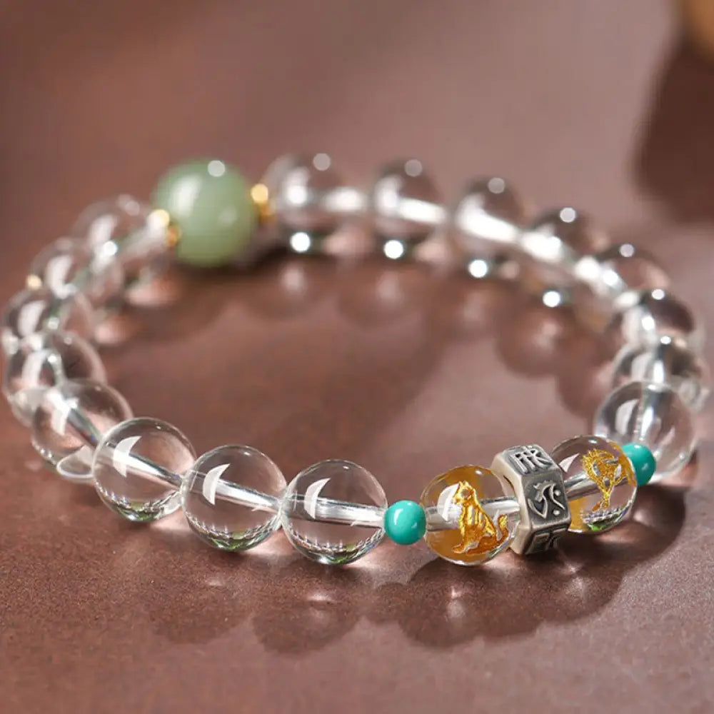 Buddha Stones 925 Sterling Silver Chinese Zodiac Natal Buddha Auspicious Groups White Crystal Hetian Jade Healing