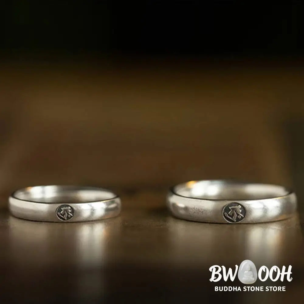 Buddha Stones 925 Sterling Silver Chinese Zodiac Natal Buddha Blessing Couple Ring - BWOOOH - Rings