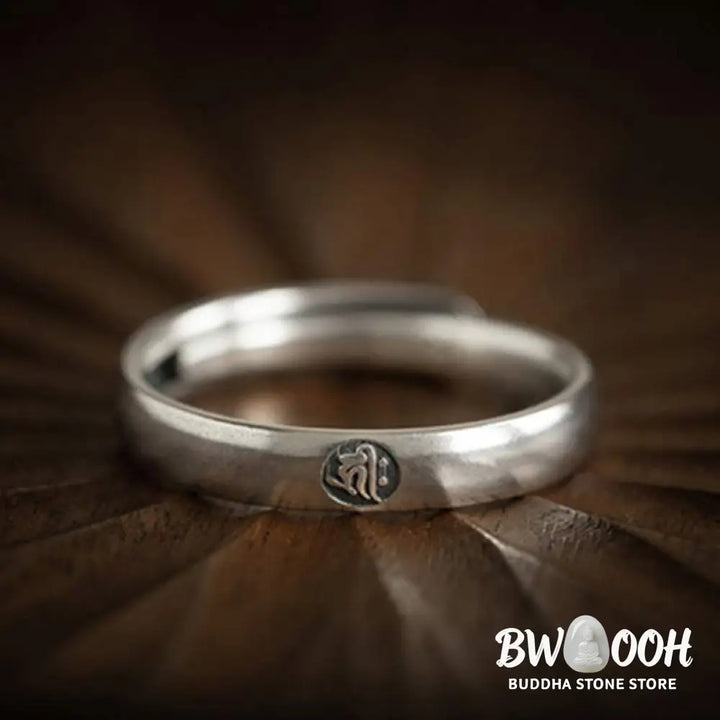 Buddha Stones 925 Sterling Silver Chinese Zodiac Natal Buddha Blessing Couple Ring - BWOOOH - Rings