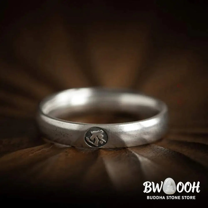Buddha Stones 925 Sterling Silver Chinese Zodiac Natal Buddha Blessing Couple Ring - BWOOOH - Rings