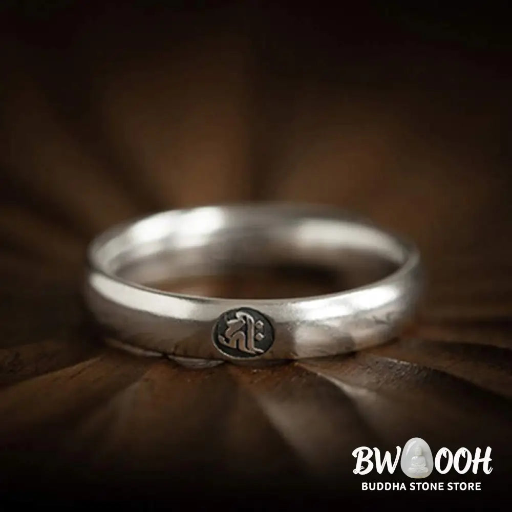 Buddha Stones 925 Sterling Silver Chinese Zodiac Natal Buddha Blessing Couple Ring - BWOOOH - Rings