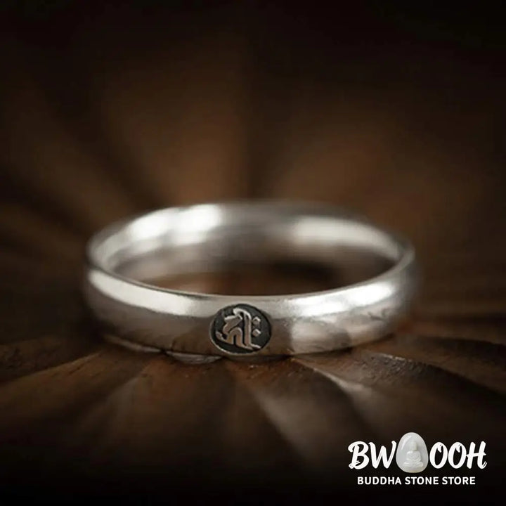 Buddha Stones 925 Sterling Silver Chinese Zodiac Natal Buddha Blessing Couple Ring - BWOOOH - Rings