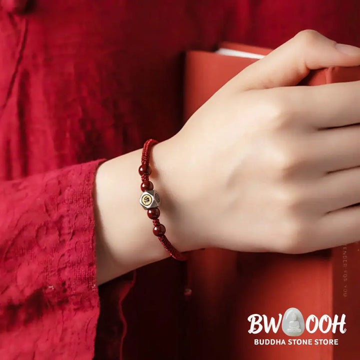 Buddha Stones 925 Sterling Silver Chinese Zodiac Natal Buddha Cinnabar Calm Bracelet - BWOOOH - Bracelet