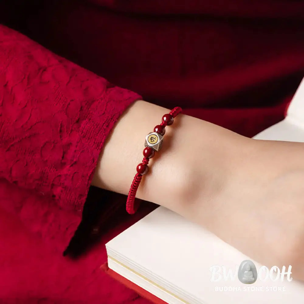 Buddha Stones 925 Sterling Silver Chinese Zodiac Natal Buddha Cinnabar Calm Bracelet - BWOOOH - Bracelet