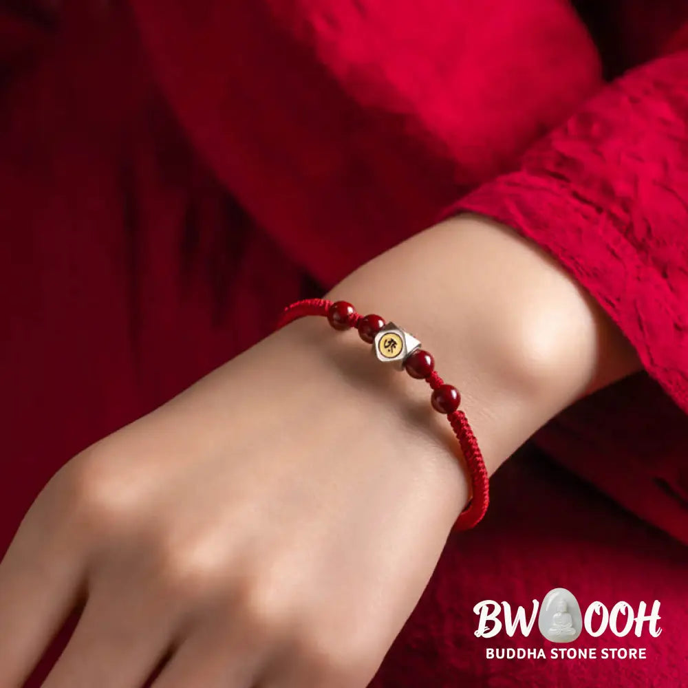 Buddha Stones 925 Sterling Silver Chinese Zodiac Natal Buddha Cinnabar Calm Bracelet - BWOOOH - Bracelet
