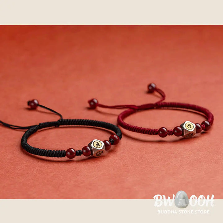 Buddha Stones 925 Sterling Silver Chinese Zodiac Natal Buddha Cinnabar Calm Bracelet - BWOOOH - Bracelet