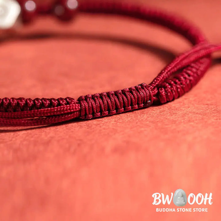 Buddha Stones 925 Sterling Silver Chinese Zodiac Natal Buddha Cinnabar Calm Bracelet - BWOOOH - Bracelet