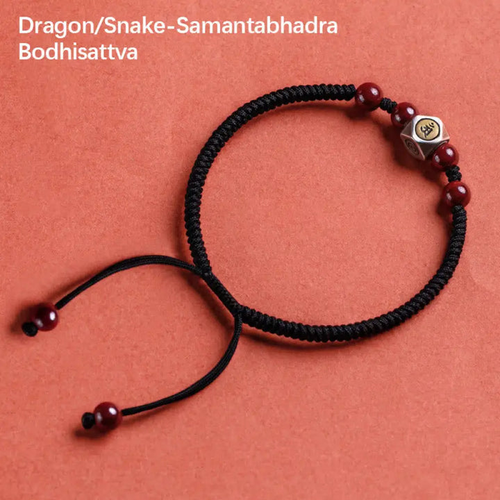 Buddha Stones 925 Sterling Silver Chinese Zodiac Natal Buddha Cinnabar Calm Bracelet - BWOOOH