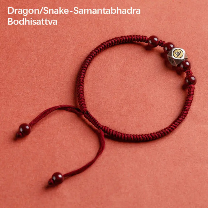 Buddha Stones 925 Sterling Silver Chinese Zodiac Natal Buddha Cinnabar Calm Bracelet - BWOOOH