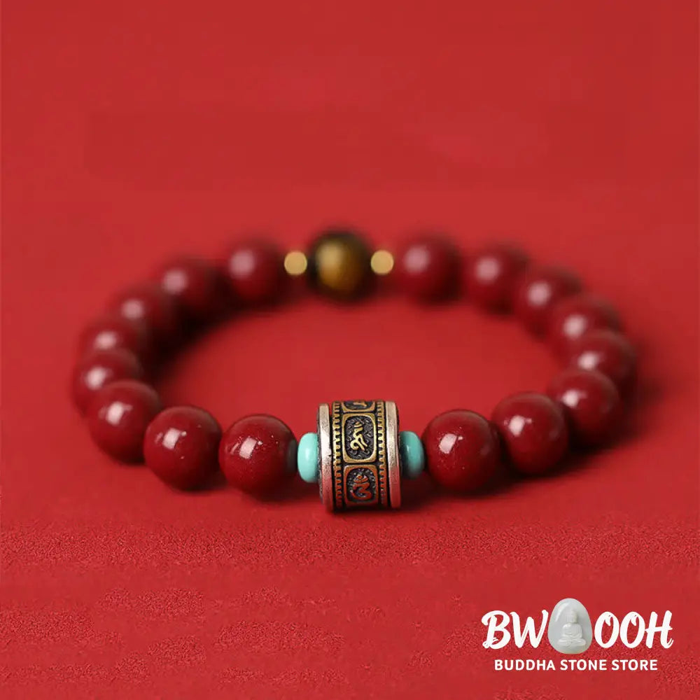 BWOOOH 925 Sterling Silver Chinese Zodiac Natal Buddha Cinnabar Om Mani Padme Hum Calm  | spiritual healing bracelet