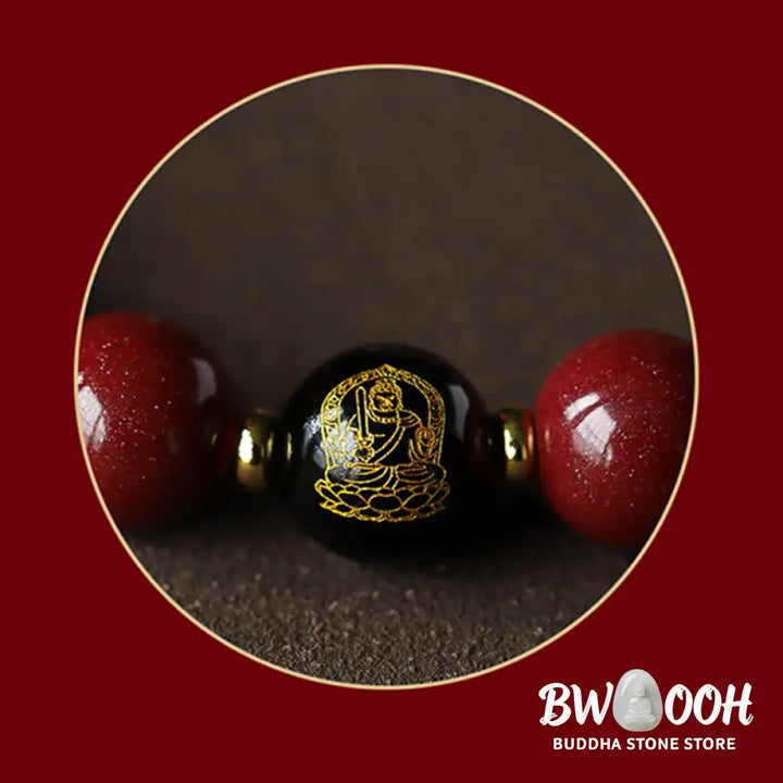 BWOOOH 925 Sterling Silver Chinese Zodiac Natal Buddha Cinnabar Om Mani Padme Hum Calm  | spiritual healing bracelet