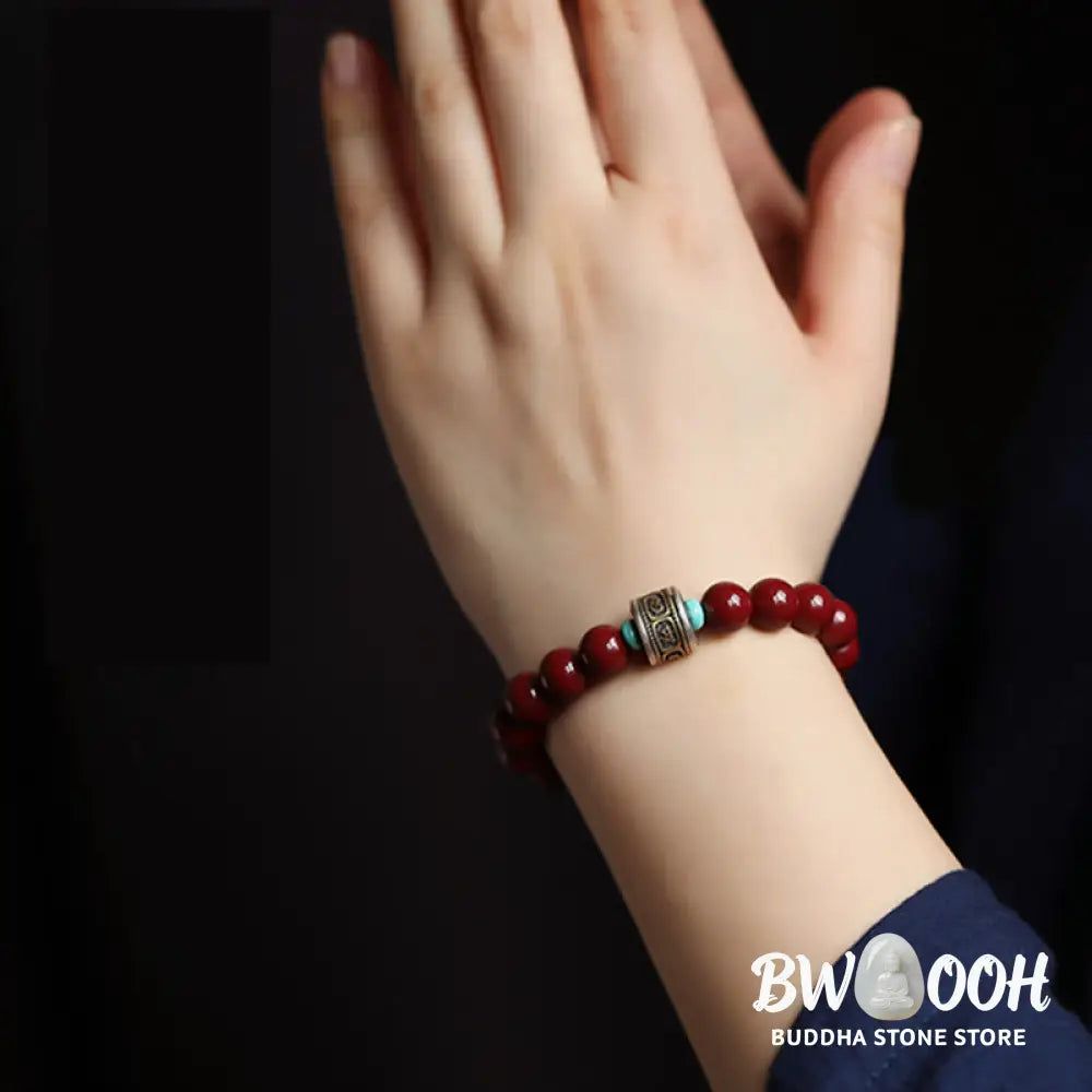 BWOOOH 925 Sterling Silver Chinese Zodiac Natal Buddha Cinnabar Om Mani Padme Hum Calm  | spiritual healing bracelet