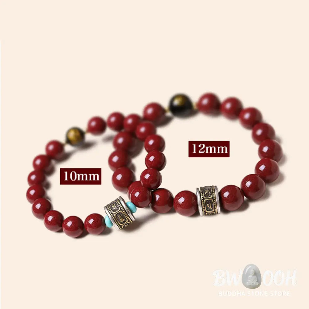 BWOOOH 925 Sterling Silver Chinese Zodiac Natal Buddha Cinnabar Om Mani Padme Hum Calm  | spiritual healing bracelet