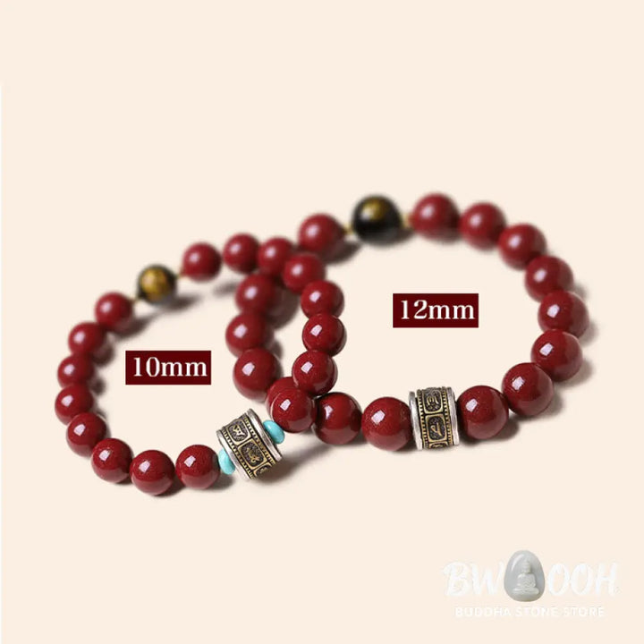 BWOOOH 925 Sterling Silver Chinese Zodiac Natal Buddha Cinnabar Om Mani Padme Hum Calm  | spiritual healing bracelet