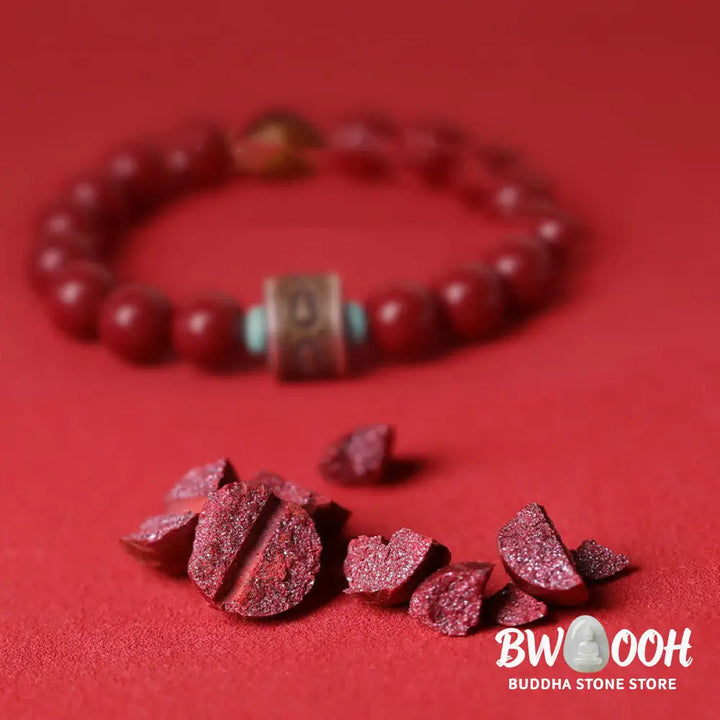 BWOOOH 925 Sterling Silver Chinese Zodiac Natal Buddha Cinnabar Om Mani Padme Hum Calm  | spiritual healing bracelet