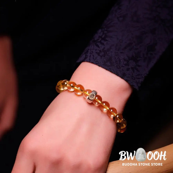 Buddha Stones 925 Sterling Silver Chinese Zodiac Natal Buddha Citrine Protection Bracelet - BWOOOH - Bracelet