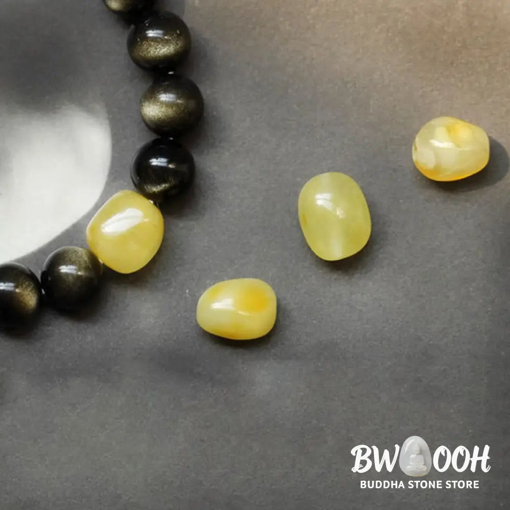 Buddha Stones 925 Sterling Silver Chinese Zodiac Natal Buddha Natural Gold Sheen Obsidian Amber Wealth Protection