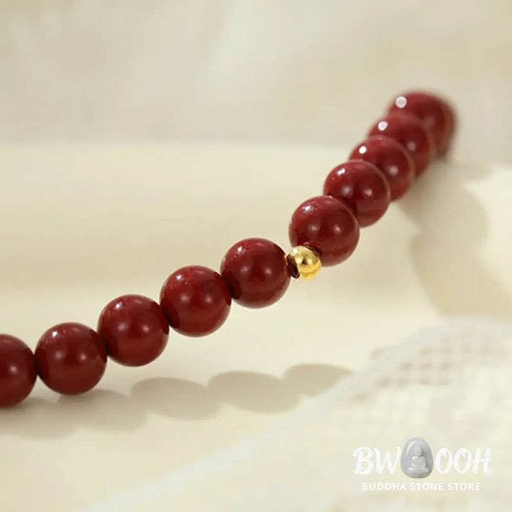 Buddha Stones 925 Sterling Silver Cinnabar Beads Blessing Anklet - Anklet
