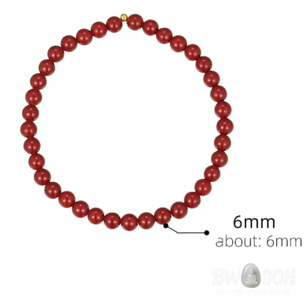 Buddha Stones 925 Sterling Silver Cinnabar Beads Blessing Anklet - Anklet