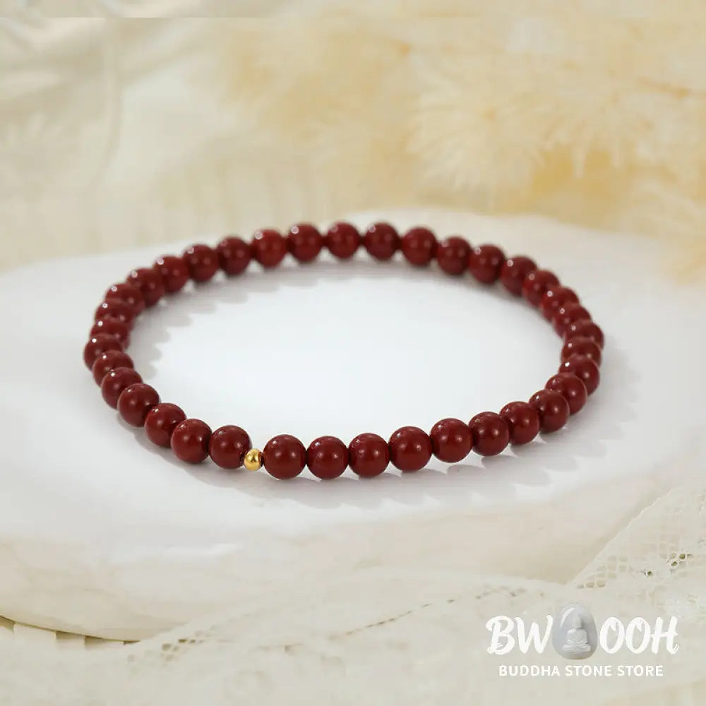 Buddha Stones 925 Sterling Silver Cinnabar Beads Blessing Anklet - Anklet