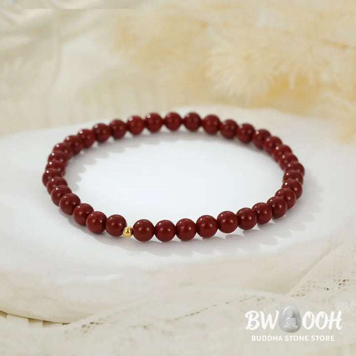 Buddha Stones 925 Sterling Silver Cinnabar Beads Blessing Anklet - Anklet
