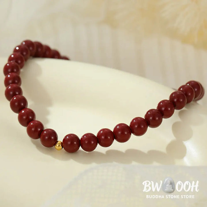 Buddha Stones 925 Sterling Silver Cinnabar Beads Blessing Anklet - Anklet