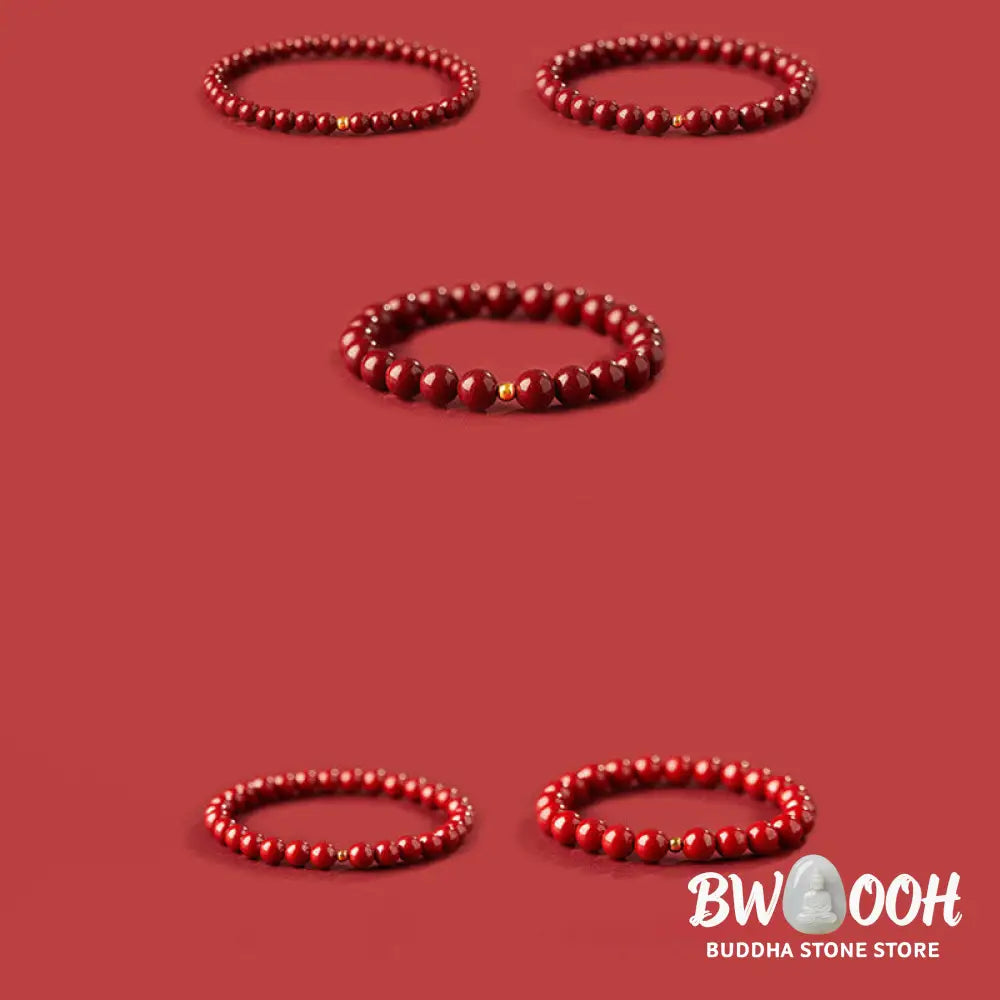 Buddha Stones 925 Sterling Silver Cinnabar Beads Blessing Bracelet - Bracelet