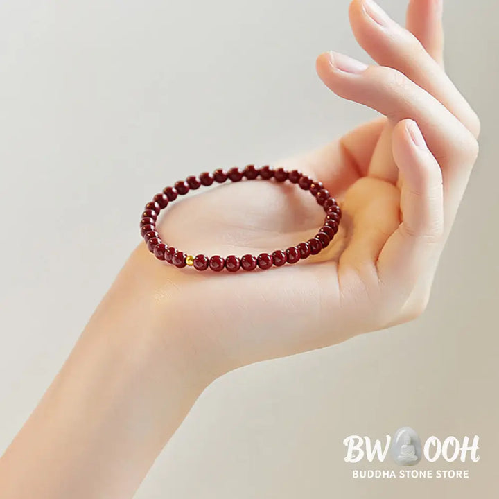 Buddha Stones 925 Sterling Silver Cinnabar Beads Blessing Bracelet - Bracelet